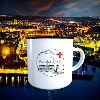 Keramiktasse "Koblenz-Liebe" im Design einer Emailletasse